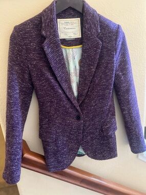 Whimsical Preppy Cartonnier for Anthropologie Plum Purple Knit Blazer XS